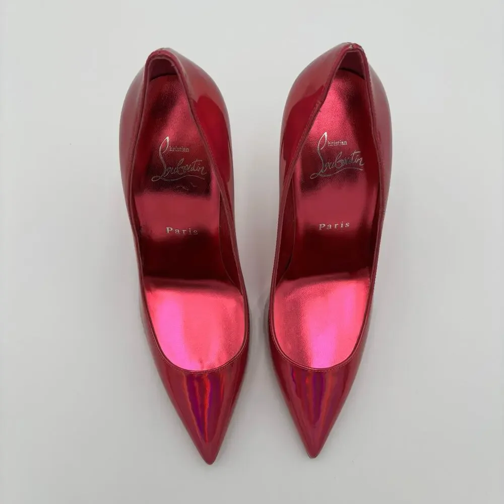 Christian Louboutin Kate 100 Pink Mirrored Leather High Heel Pumps Size EU 38